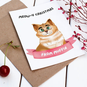 Paw & Glory, pawandglory, Custom pet holiday card gift, Pet in Christmas sweater, Pet with Christmas candy, Cat Christmas card, Pet in holiday card layout, Custom pet holiday decoration, pet portraits Greeting card