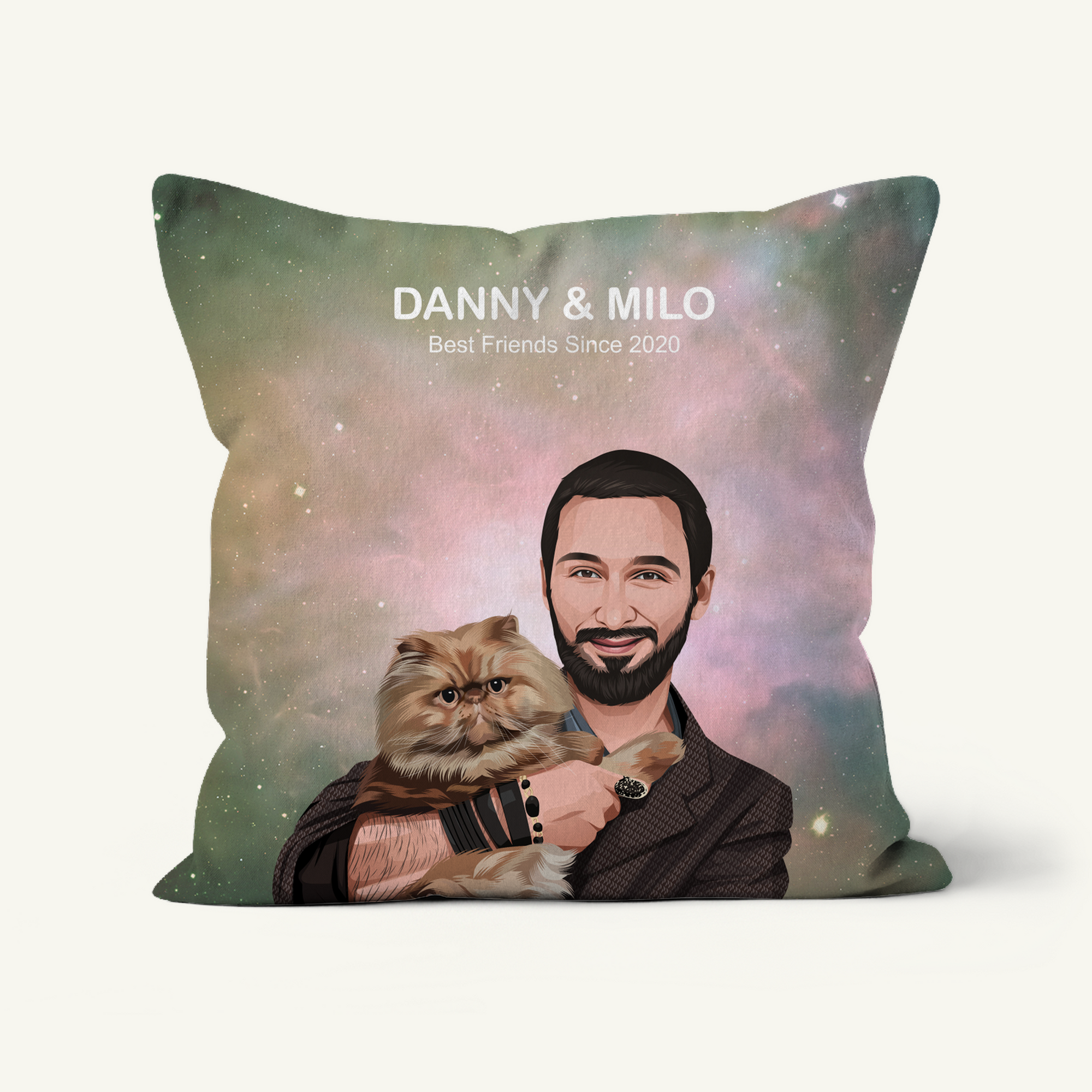 Custom Dad and Pet Together: Pet Portrait Pillow