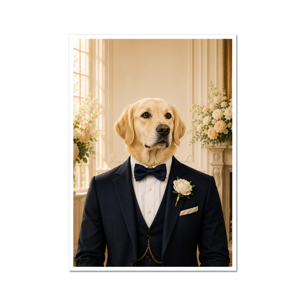 The Dapper Groom: Custom Pet Poster personalised pet artwork
