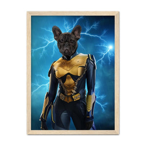 Black Lightening (DC Superhero Inspired): Custom Pet Portrait - Paw & Glory - Dog Portraits - Pet Portraits