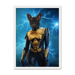 Black Lightening (DC Superhero Inspired): Custom Pet Portrait - Paw & Glory - Dog Portraits - Pet Portraits