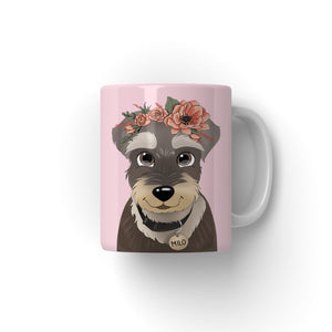 Blossom Crown: Cartoon Pet Coffee Mug - Paw & Glory - Dog Portraits - Pet Portraits