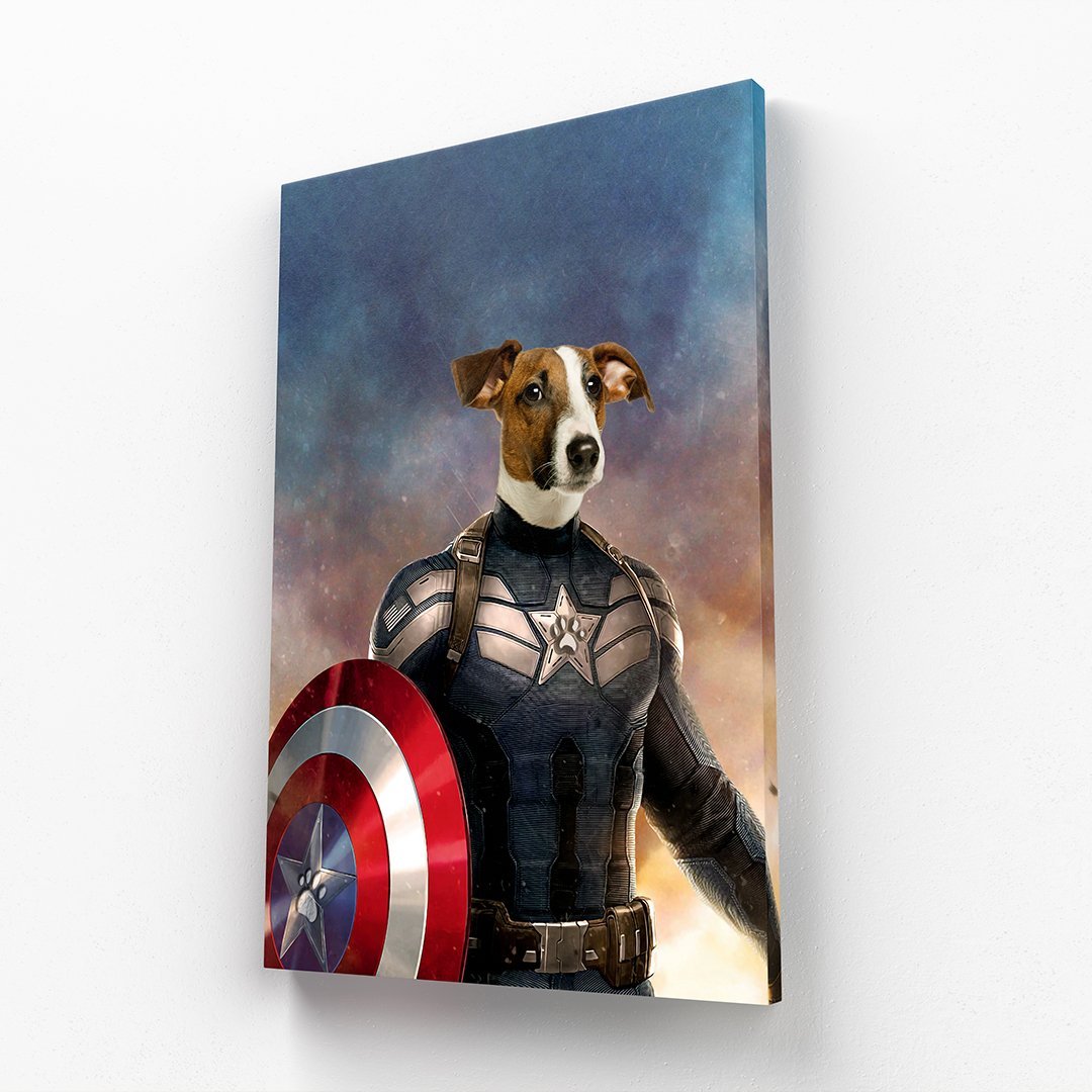 Patriotic Comic Hero Custom Pet Canvas | Custom Pet Canvas | Paw & Glory