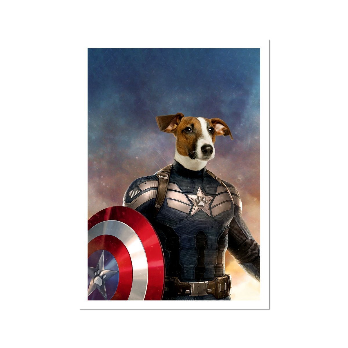 Patriotic Comic Hero Custom Pet Portrait | Custom Pet Portrait | Paw & Glory