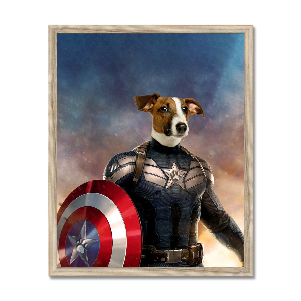 Patriotic Comic Hero Custom Pet Portrait | Custom Pet Portrait | Paw & Glory
