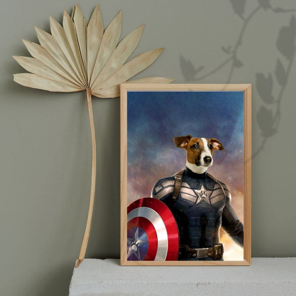 Patriotic Comic Hero Custom Pet Poster | Pet Portrait Print | Paw & Glory