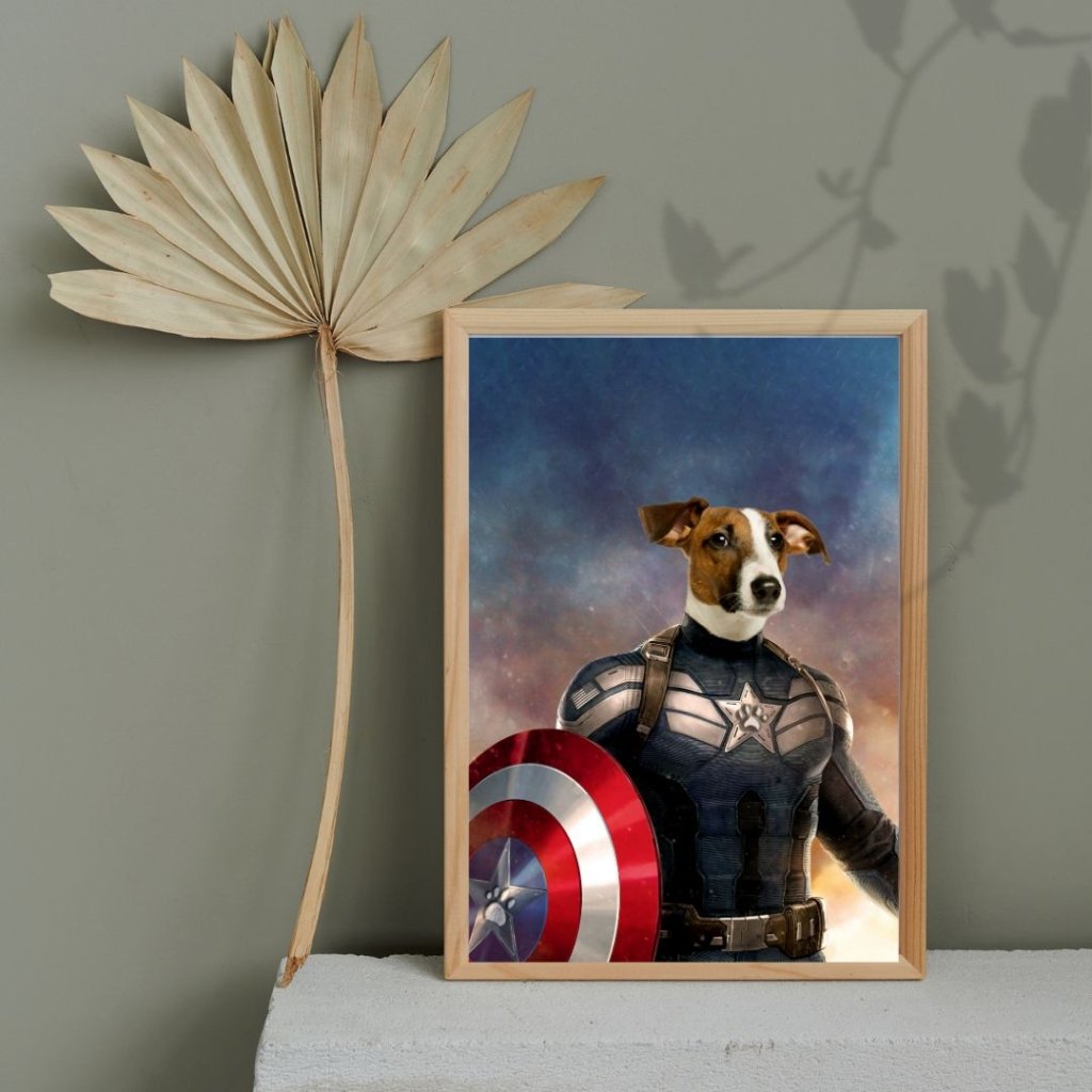 Patriotic Comic Hero Custom Pet Poster | Pet Portrait Print | Paw & Glory