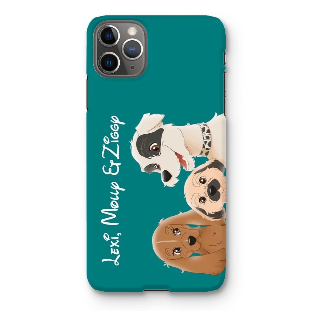 Cartoon: Custom Three Pet Phone Case - Paw & Glory - Dog Portraits - Pet Portraits