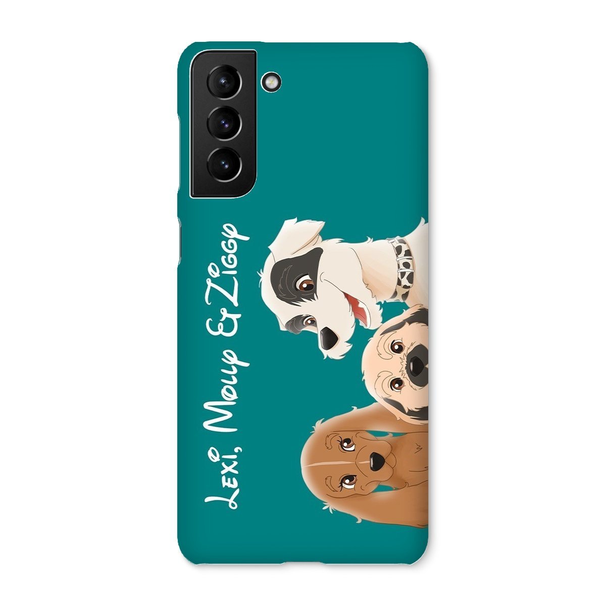Cartoon: Custom Three Pet Phone Case - Paw & Glory - Dog Portraits - Pet Portraits