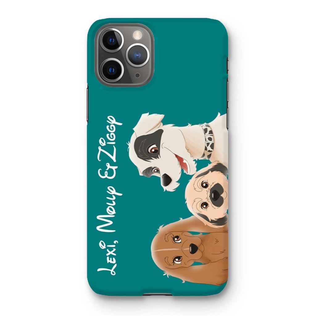 Cartoon: Custom Three Pet Phone Case - Paw & Glory - Dog Portraits - Pet Portraits