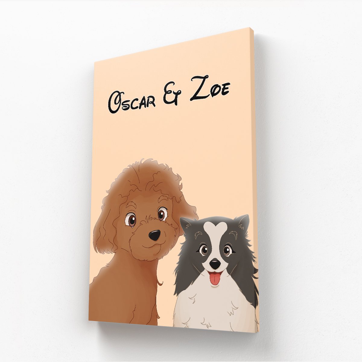 Cartoon: Custom Two Pet Canvas - Paw & Glory - Dog Portraits - Pet Portraits
