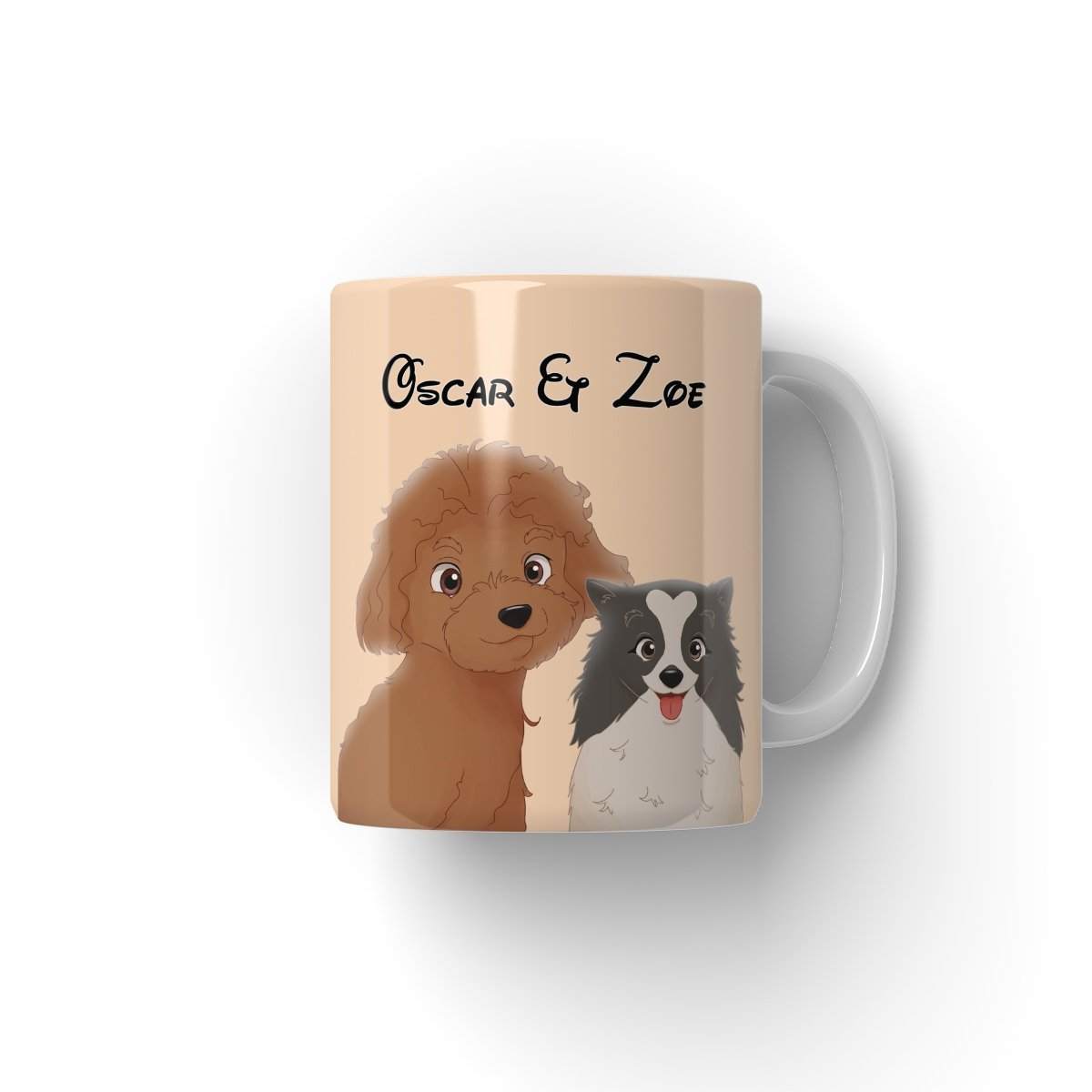 Cartoon: Custom Two Pet Coffee Mug - Paw & Glory - Dog Portraits - Pet Portraits