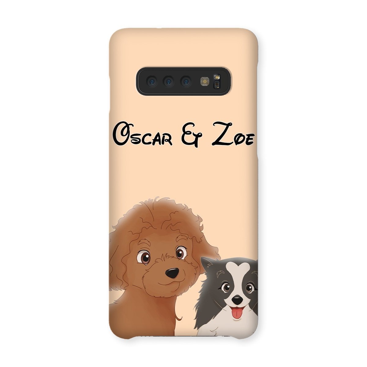 Cartoon: Custom Two Pet Phone Case - Paw & Glory - Dog Portraits - Pet Portraits