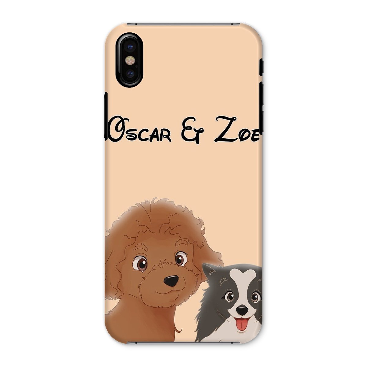 Cartoon: Custom Two Pet Phone Case - Paw & Glory - Dog Portraits - Pet Portraits