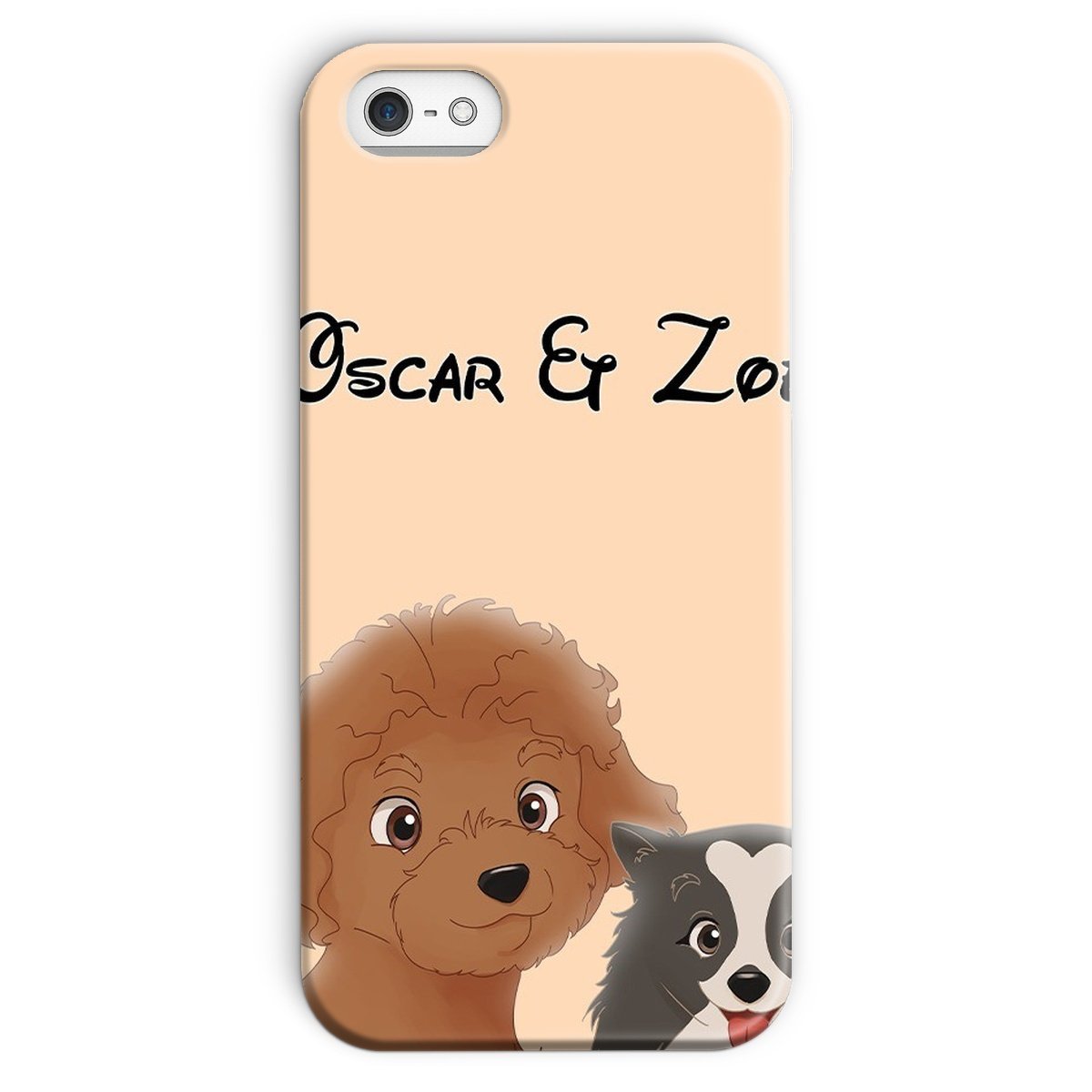 Cartoon: Custom Two Pet Phone Case - Paw & Glory - Dog Portraits - Pet Portraits