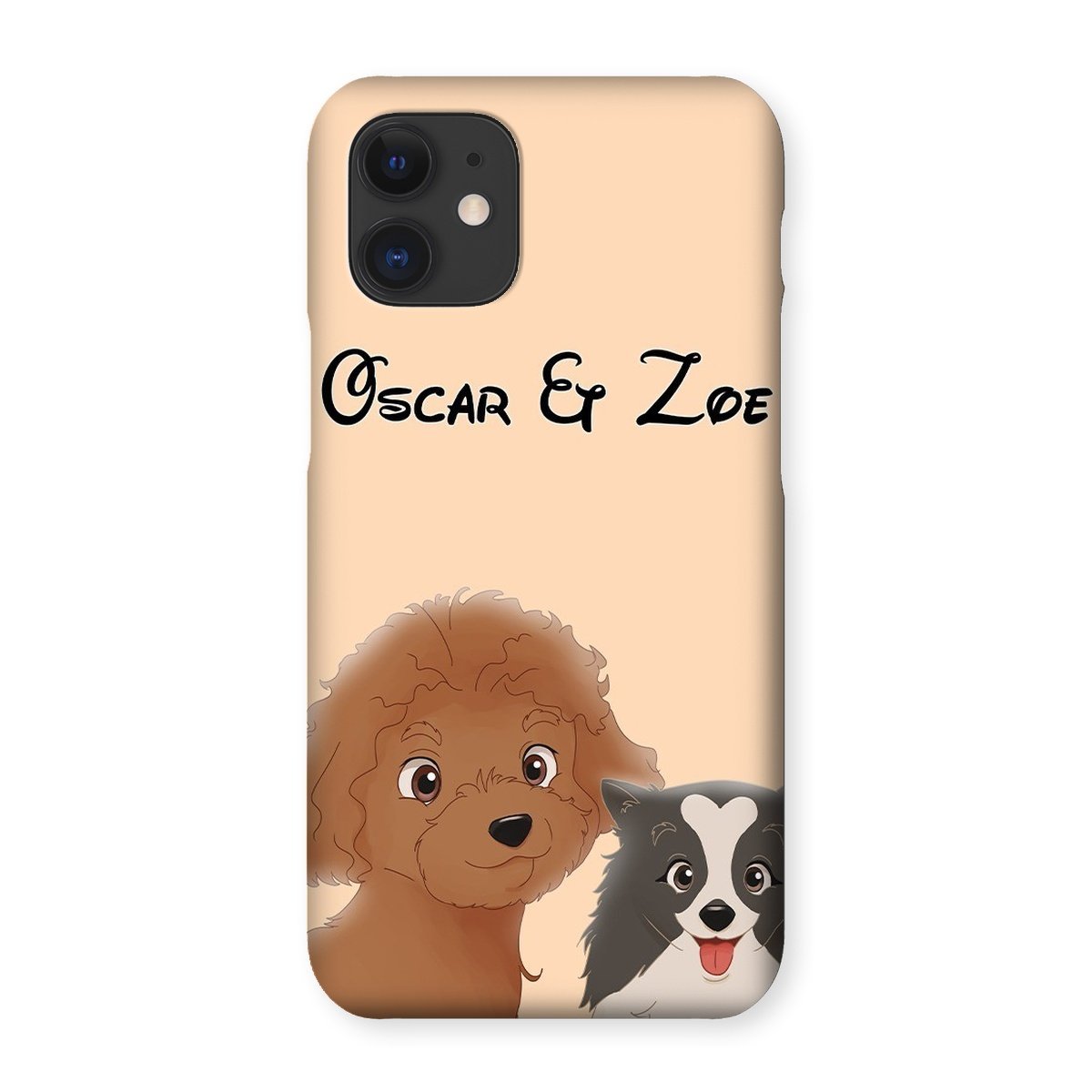 Cartoon: Custom Two Pet Phone Case - Paw & Glory - Dog Portraits - Pet Portraits