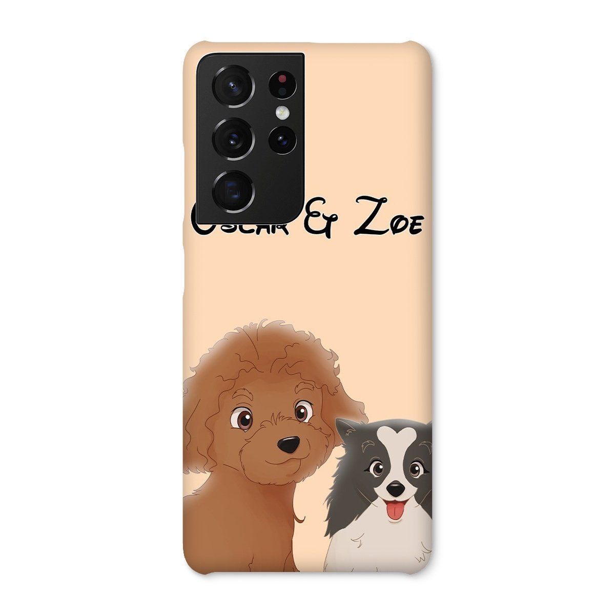 Cartoon: Custom Two Pet Phone Case - Paw & Glory - Dog Portraits - Pet Portraits