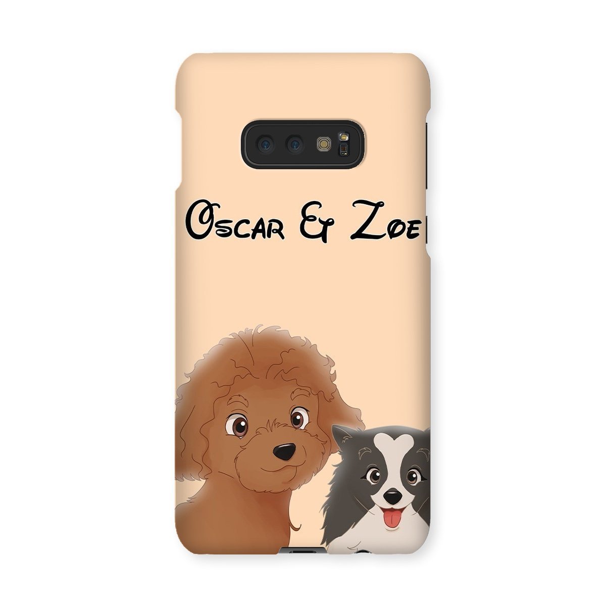 Cartoon: Custom Two Pet Phone Case - Paw & Glory - Dog Portraits - Pet Portraits