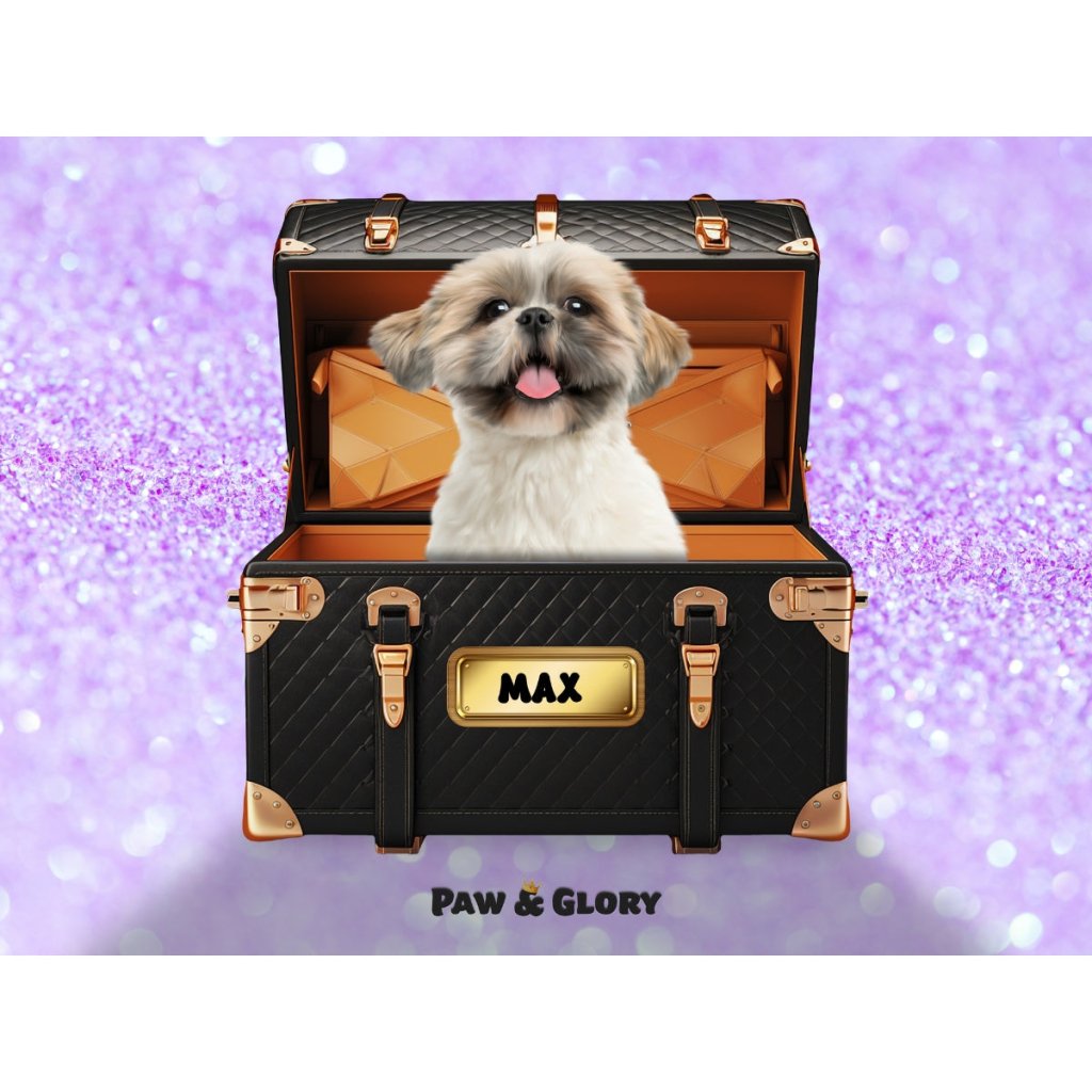 Chew - nel Luxury Trunk: Custom Digital Download Pet Portrait - Paw & Glory - Dog Portraits - Pet Portraits