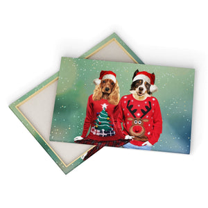 Christmas Jumper Duo: Custom Pet Canvas - Paw & Glory - Dog Portraits - Pet Portraits