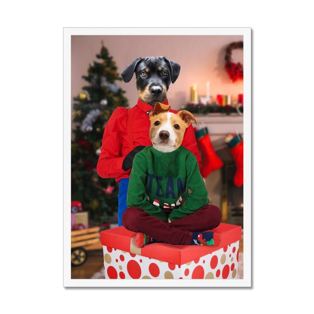Christmas Mama & Child: Custom Pet Portrait - Paw & Glory - Dog Portraits - Pet Portraits