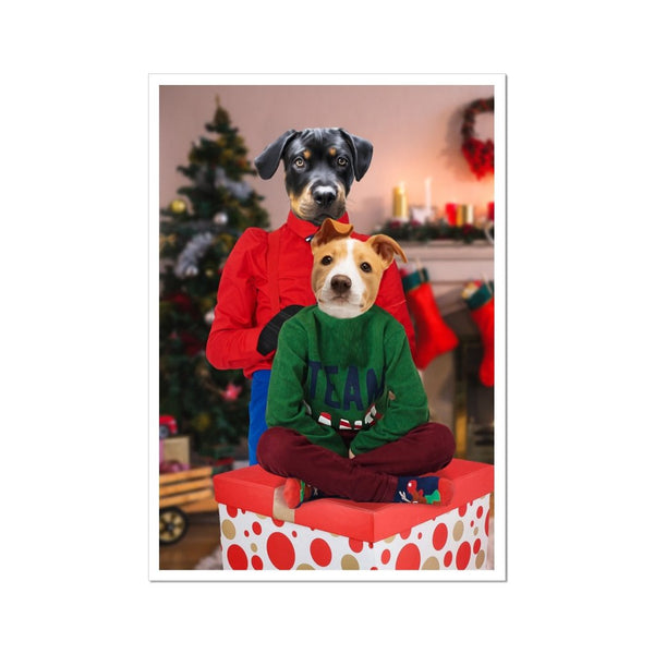 Christmas Mother And Child Custom Pet Poster | Pet Portrait Print | Paw & Glory
