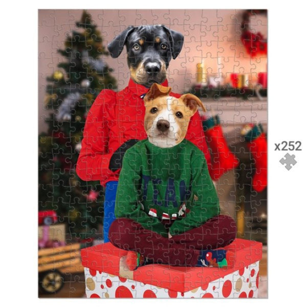 Christmas Mother And Child Custom Pet Puzzle | Funny Pet Portrait | Paw & Glory