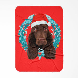 Christmas Wreath: Minimalist Custom Pet Blanket - Paw & Glory - Dog Portraits - Pet Portraits