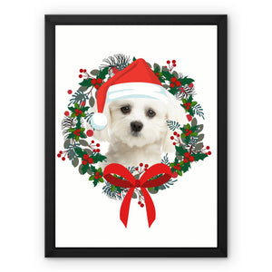 Christmas Wreath: Minimalist Custom Pet Canvas - Paw & Glory - Dog Portraits - Pet Portraits