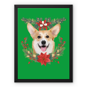 Christmas Wreath: Minimalist Custom Pet Canvas - Paw & Glory - Dog Portraits - Pet Portraits