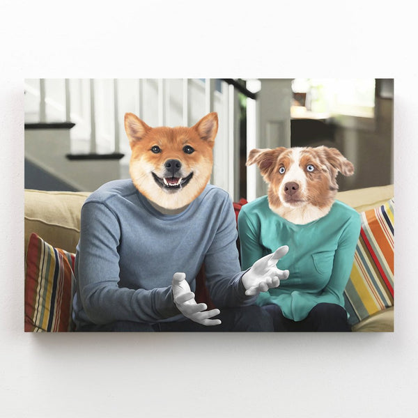 Family Sitcom Couple Custom Pet Canvas | Custom Pet Portrait Canvas | Paw & Glory