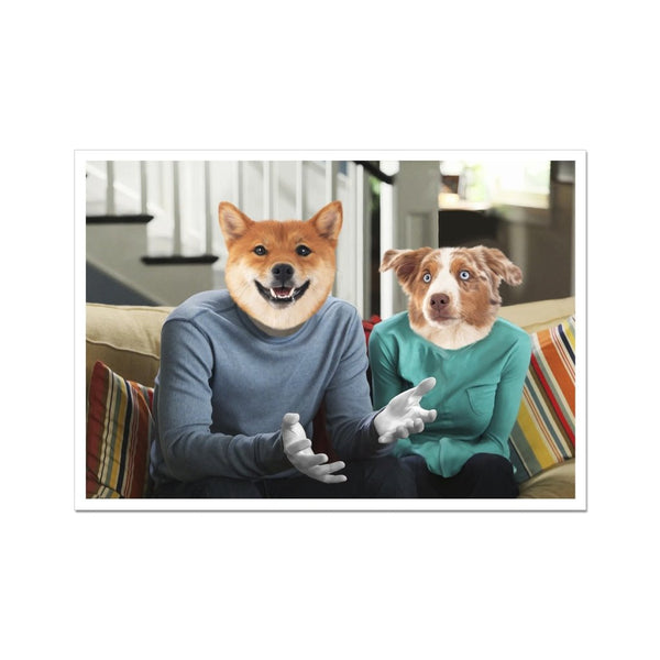Family Sitcom Couple Custom Pet Poster | Custom Pet Portrait Print | Paw & Glory