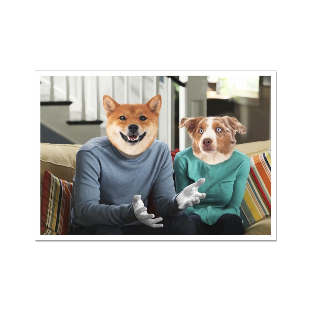 Family Sitcom Couple Custom Pet Poster | Custom Pet Portrait Print | Paw & Glory