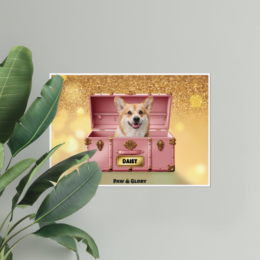 Cotton candy pink Luxury Trunk: Custom Pet Portrait - Paw & Glory - Dog Portraits - Pet Portraits