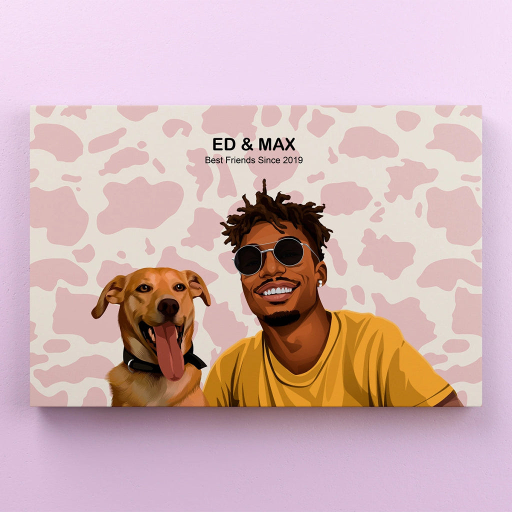 Custom Dad and Pet Together: Modern Pet Owner Canvas - Paw & Glory - Dog Portraits - Pet Portraits