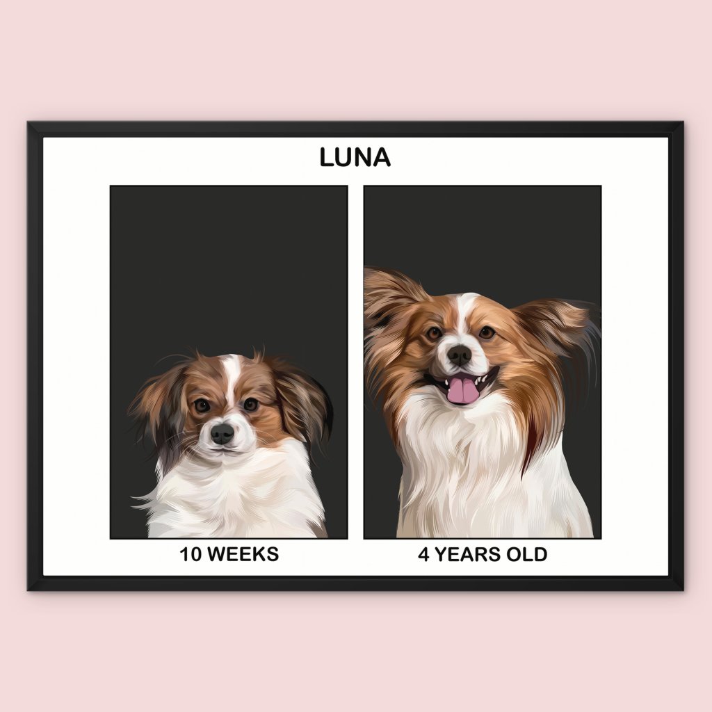 Custom Puppy to Adult: Modern Pet Canvas - Paw & Glory - Dog Portraits - Pet Portraits