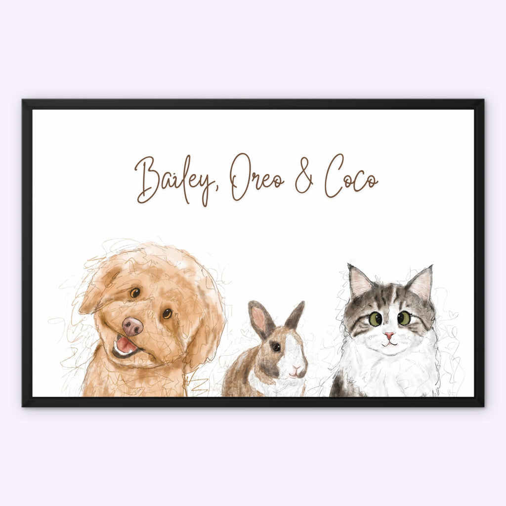 Custom Scribble: Pet Portrait Canvas - Paw & Glory - Dog Portraits - Pet Portraits