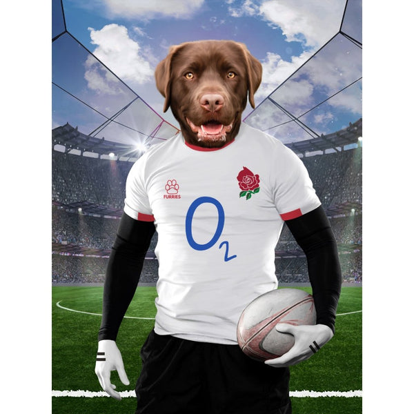 England Rugby Team: Custom Digital Pet Portrait - Paw & Glory - Dog Portraits - Pet Portraits