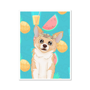 Flower Bud Crown: Cartoon Pet Poster - Paw & Glory - Dog Portraits - Pet Portraits
