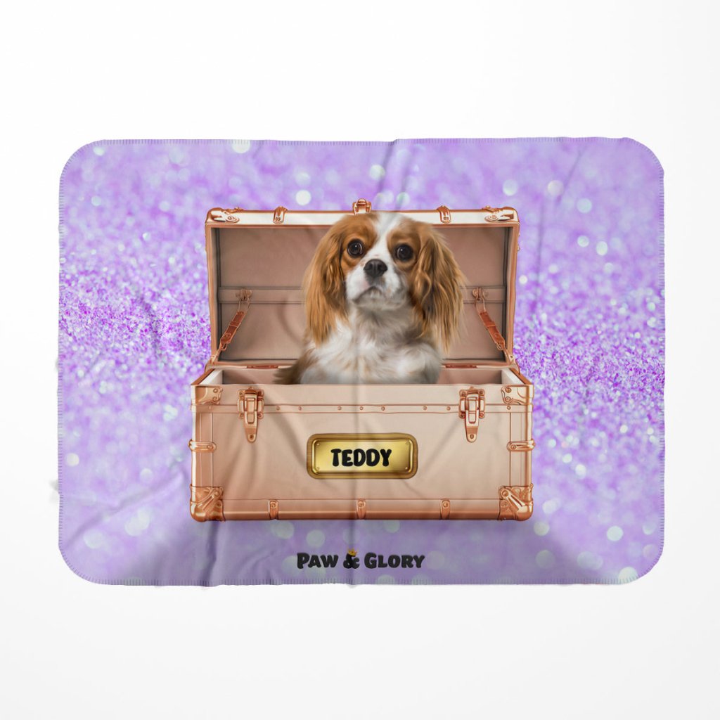 Golden Blush Luxury Trunk: Custom Pet Blanket - Paw & Glory - Dog Portraits - Pet Portraits