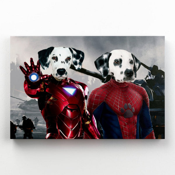 Armoured And Web Heroes Custom Pet Canvas | Custom Pet Canvas | Paw & Glory