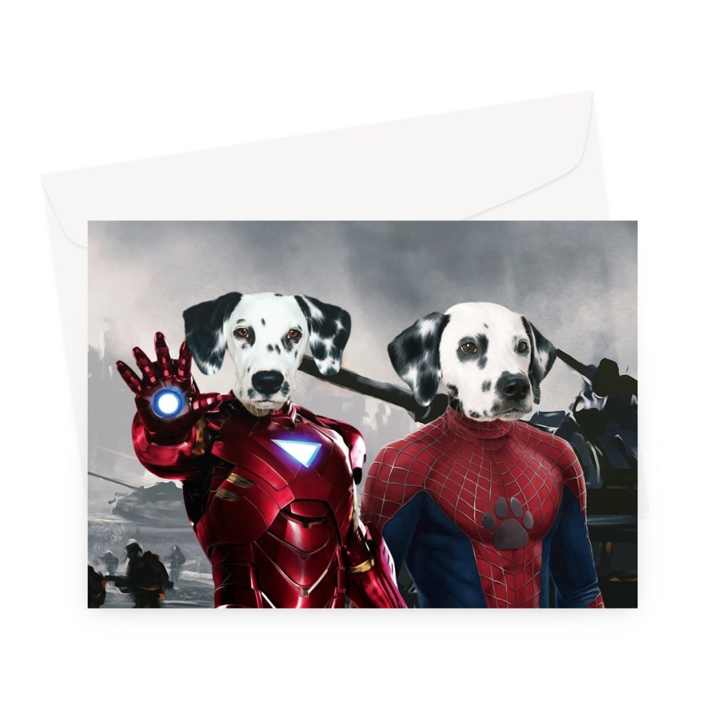 Armoured And Web Heroes Custom Pet Greeting Card | Pet Lover Gift | Paw & Glory