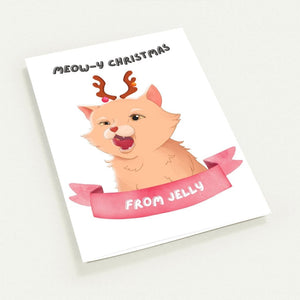 Meowy Christmas Cartoon Cat Greetings Cards - Paw & Glory - Dog Portraits - Pet Portraits