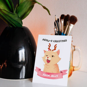 Meowy Christmas Cartoon Cat Greetings Cards - Paw & Glory - Dog Portraits - Pet Portraits