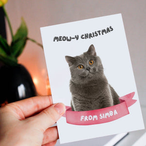 Meowy Christmas Minimalist Cat Greetings Cards - Paw & Glory - Dog Portraits - Pet Portraits