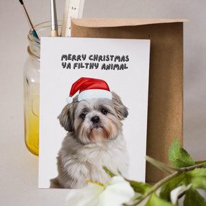 Merry Christmas Ya Filthy Animal Minimalist Greetings Cards - Paw & Glory - Dog Portraits - Pet Portraits
