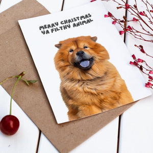 Merry Christmas Ya Filthy Animal Minimalist Greetings Cards - Paw & Glory - Dog Portraits - Pet Portraits