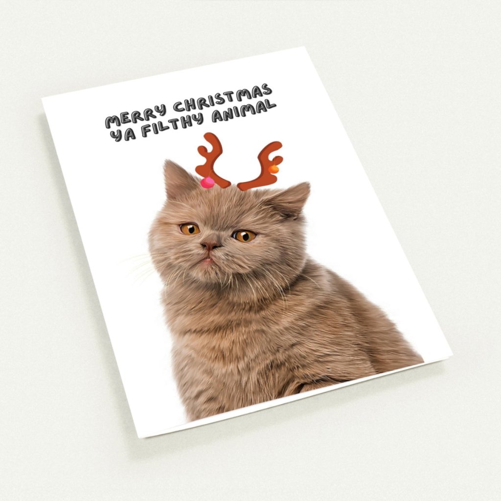 Merry Christmas Ya Filthy Animal Minimalist Greetings Cards - Paw & Glory - Dog Portraits - Pet Portraits