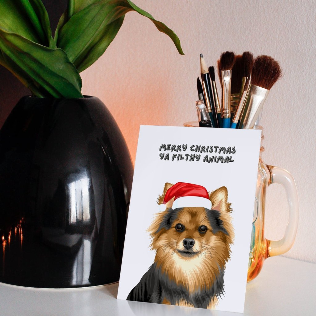 Merry Christmas Ya Filthy Animal Modern Greetings Cards - Paw & Glory - Dog Portraits - Pet Portraits