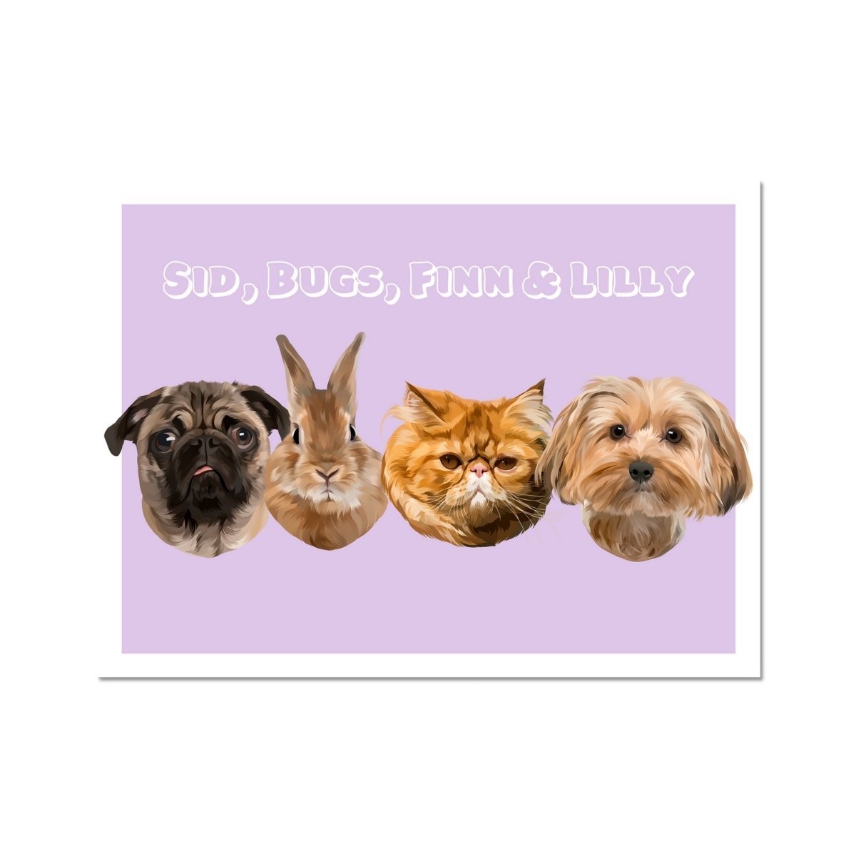 Modern: Custom Four Pet Portrait - Paw & Glory - Dog Portraits - Pet Portraits